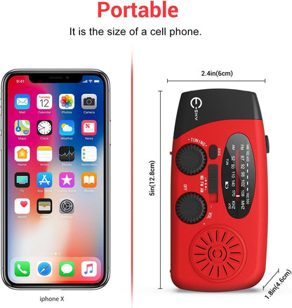 Emergency Hand Crank Radio with 3 LED Flashlight, AM/FM/NOAA Portable Weather Radio with 2000Mah Power Bank Phone Charger, Solar Powered USB Charged Radio for Indoor Outdoor Camping, SOS Alarm